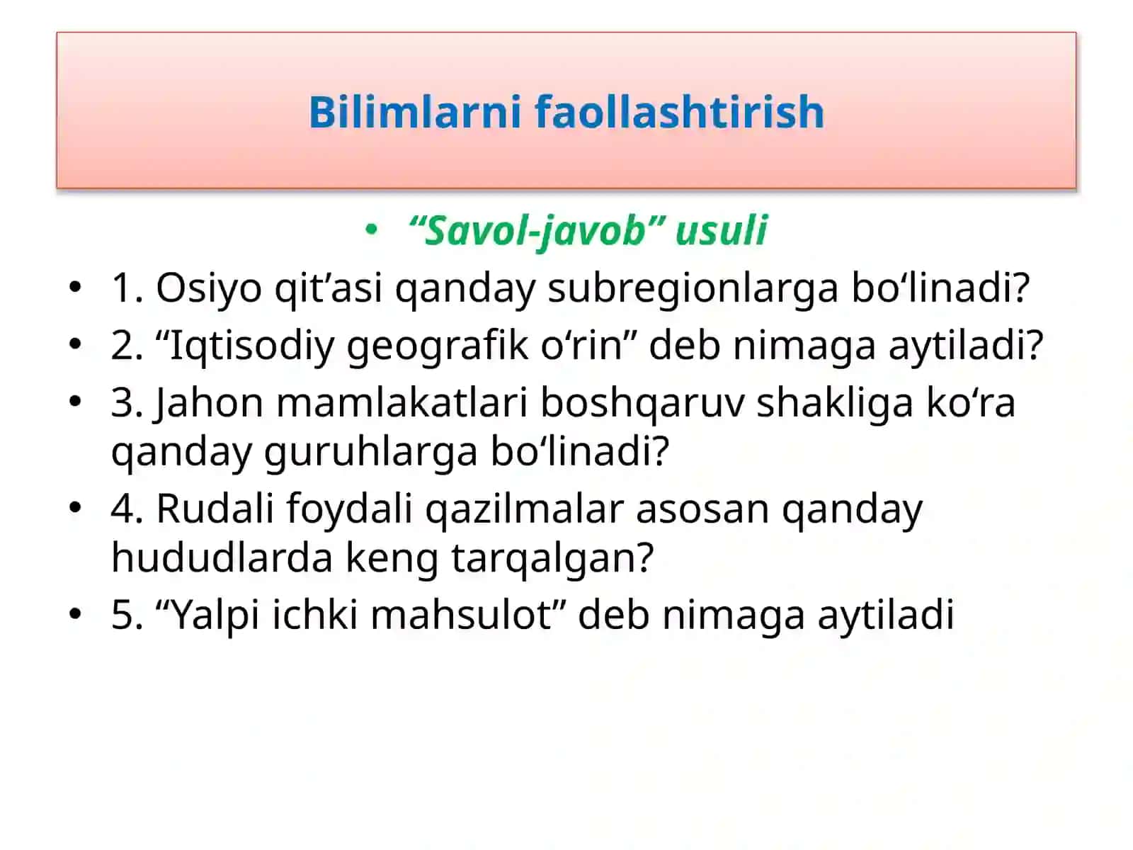Bilimlarni faollashtirish 2