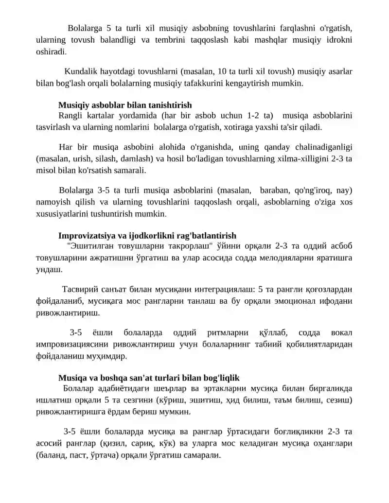 Maktabga tayyorlov guruh bolalariga musiqa tinglashni o'rgatish metodikasi 2