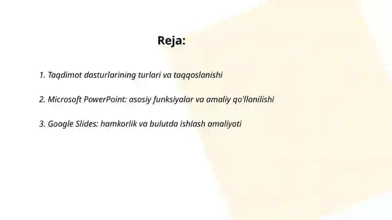 Taqdimot dasturlari va ularning amaliy qôllanishi 2