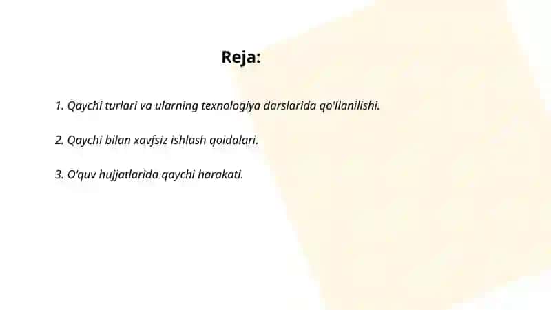 Texnologiya darslarida qaychidan foydalanishning qoidalari 2