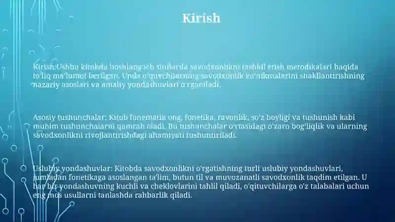 Boshlangich Sinflarda Savod Orgatish Metodikasi 2