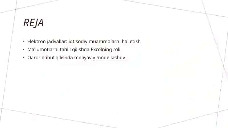 Elektron jadvallar: iqtisodiy muammolarni hal etish 2