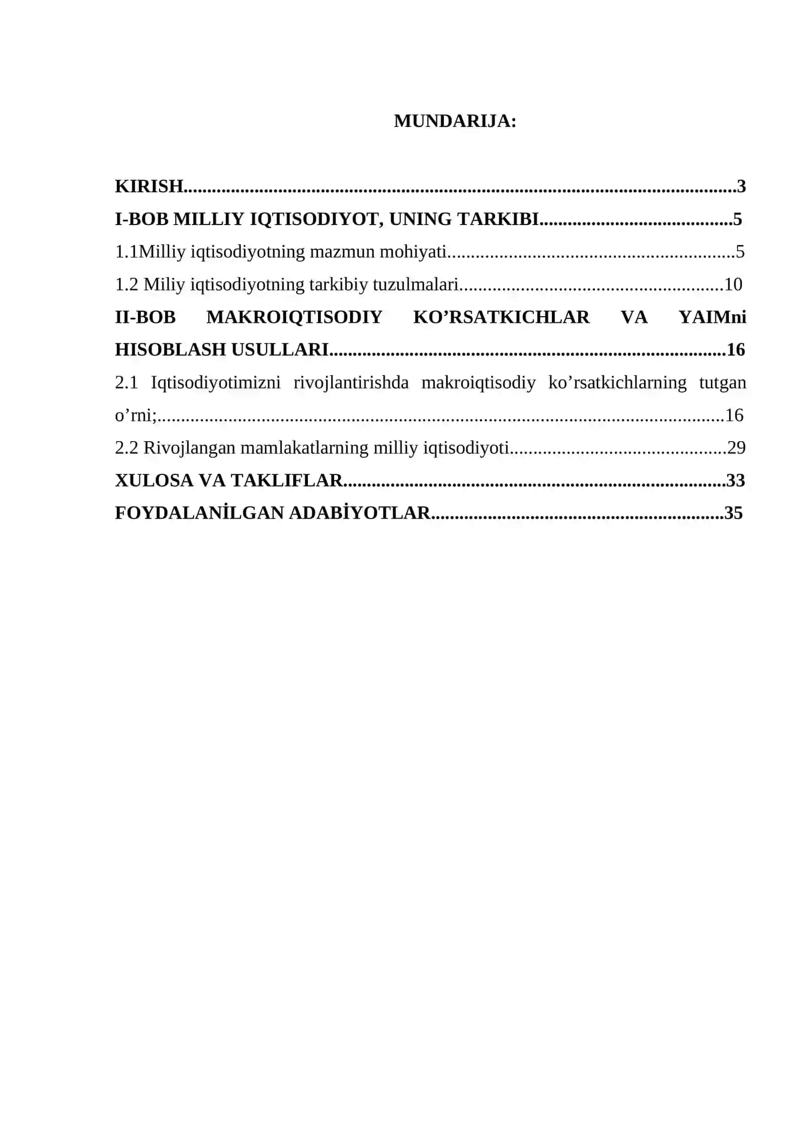 MILLIY IQTISODIYOTNING MAKROIQTISODIY KO’RSATKICHLARI VA ULARNING TAHLILI 2