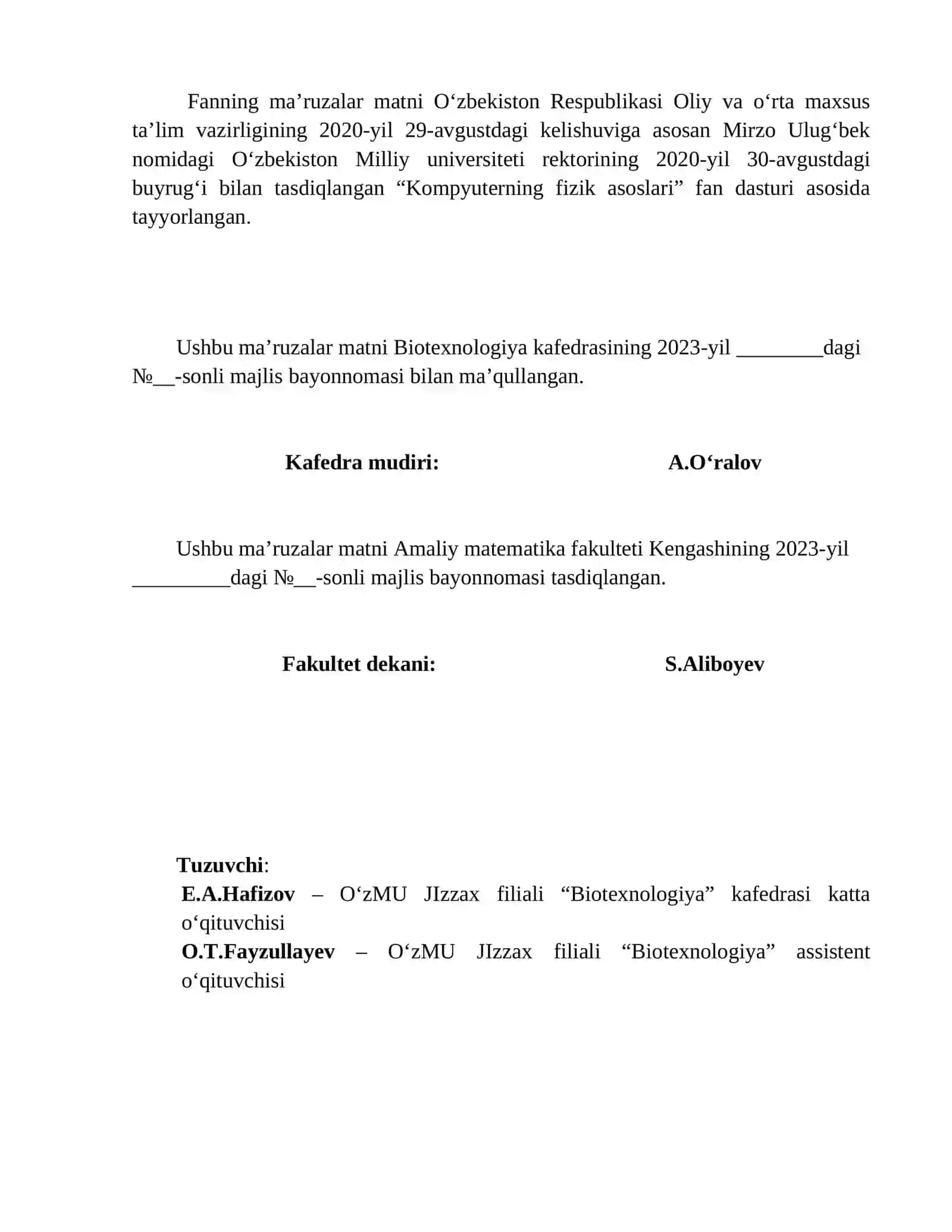 Kompyuterning fizik asoslari 2