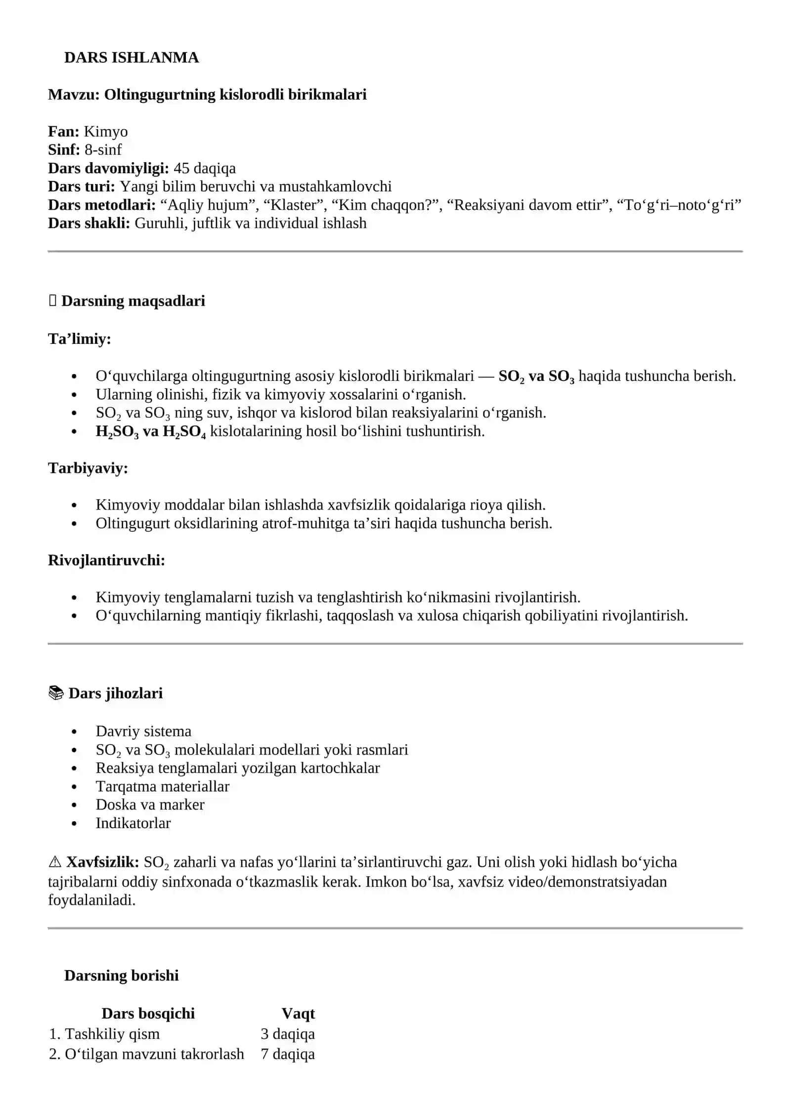 Oltingugurtning kislorodli birikmalari 2