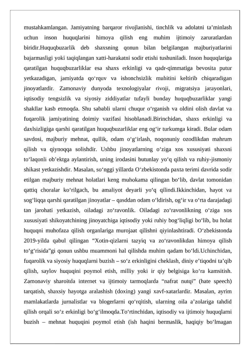 Inson huquqlarini buzishga qaratilgan huquqbuzarliklar 2
