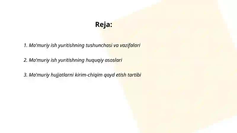 Ma'muriy ish yuritish 2