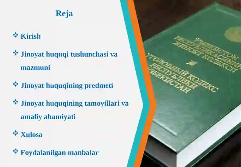 Jinoyat huquq va tushunchasi mavzusi va predmeti 2