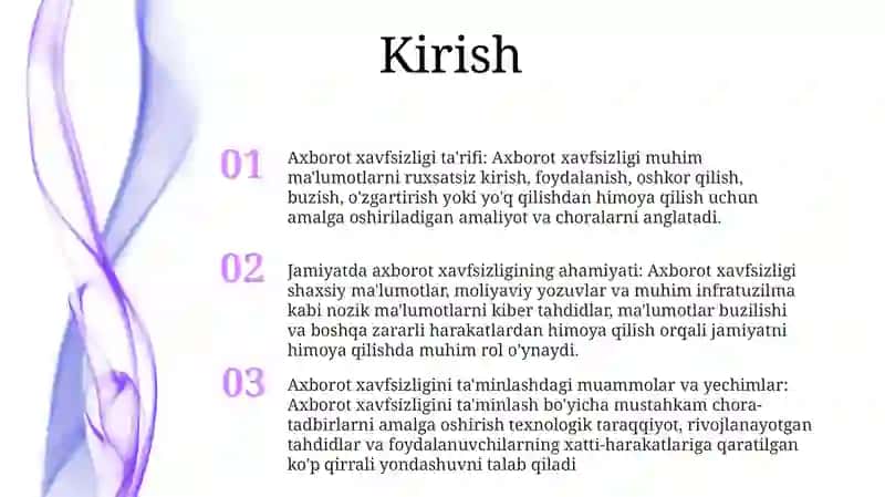 Axborot Xavfsizligi Ta'Minlash 2