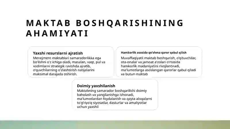 Menejment maktablari va ularning taʼlimini boshqarishdagi ahamiyati 2