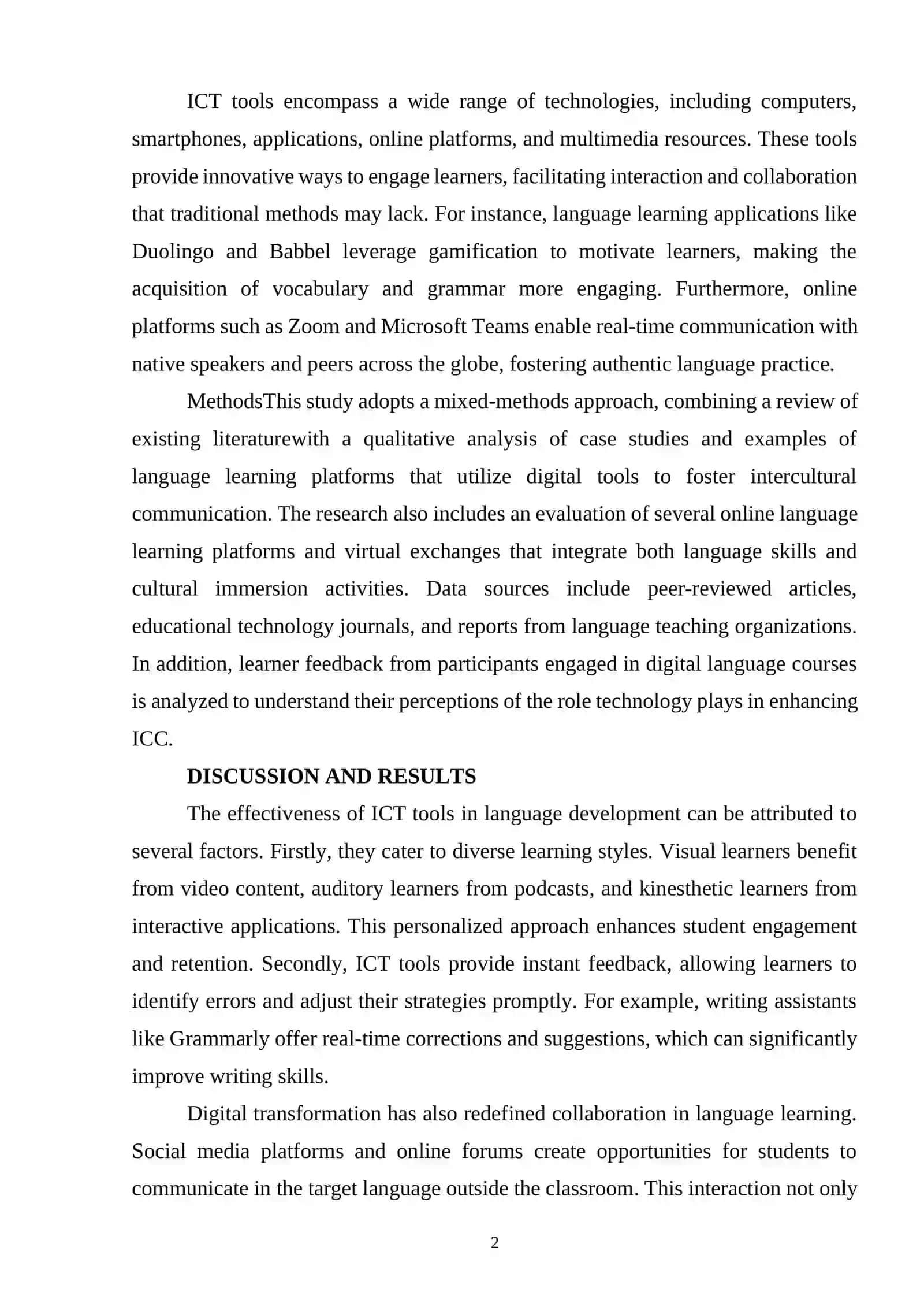 THE EFFECTIVENESS OF USING ICT TOOLS IN DEVELOPING LANGUAGE SKILLS IN THE CONTEXT OF DIGITAL TRANSFORMATION 2