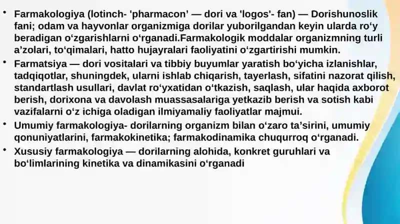 Umumiy farmakalogiya 2