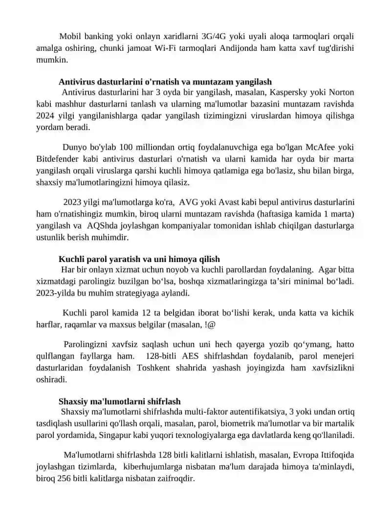 TIZIMLARIDA SHAXSIY AXBOROTLARNI VIRUSLARDAN HIMOYALASH USULLARI 2