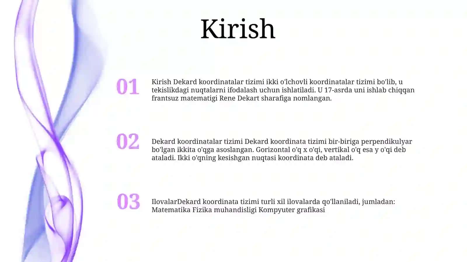 Dekard Kordinatalar Sistemasi 2