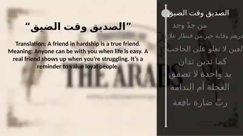 Arabic proverbs and eplain their meaning in your own words 2