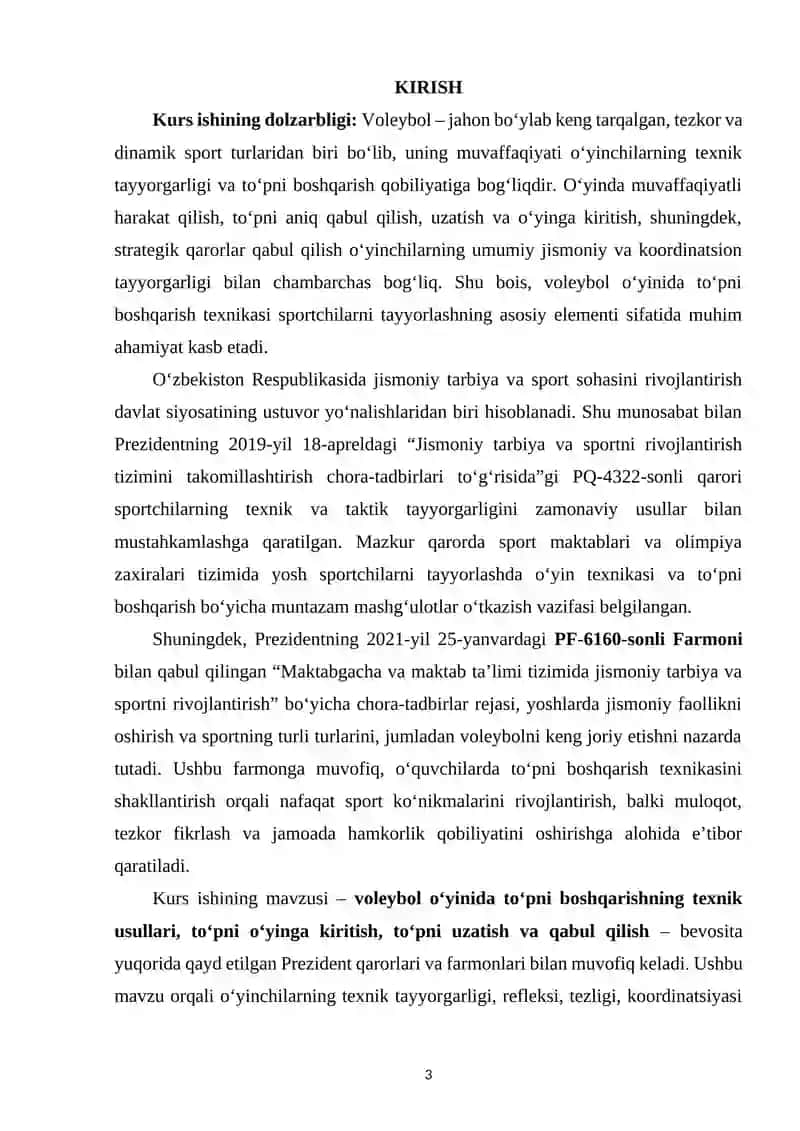 Voleybol o‘yinida to‘pni boshqarishning texnik usullari, to‘pni o‘yinga kiritish, to‘pni uzatish va qabul qilish 2