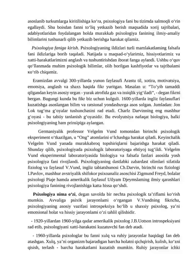UMUMIY PSIXOLOGIYA FANINING PREDMETI, VAZIFALARI VA ILMIY TADQIQOT METODLARI 2