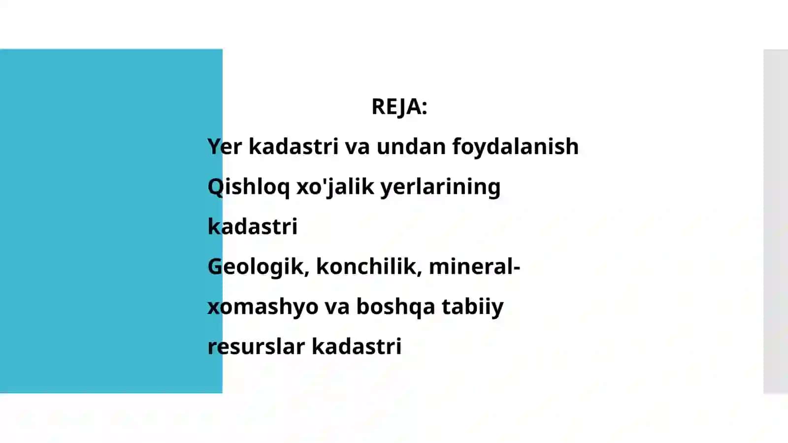 O'zbekiston Respublikasi Vazirlar Mahkamasining davlat kadastrlarini yuritish sohasidagi vakolatlari 2