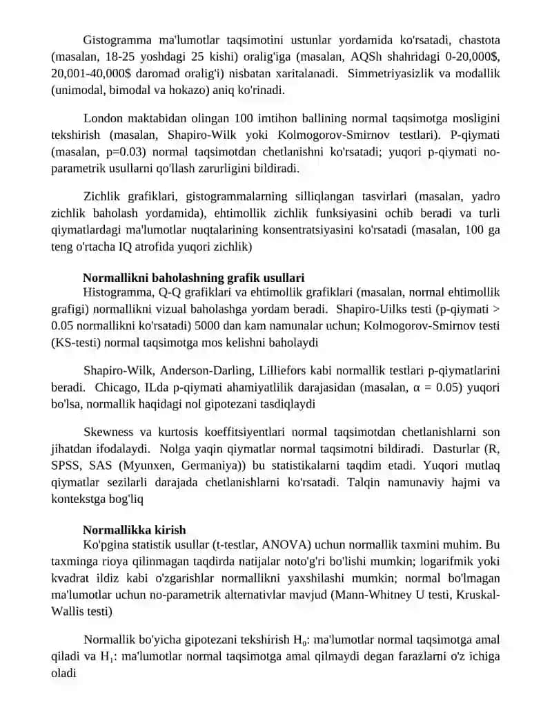 Normallik gipotezasi 2