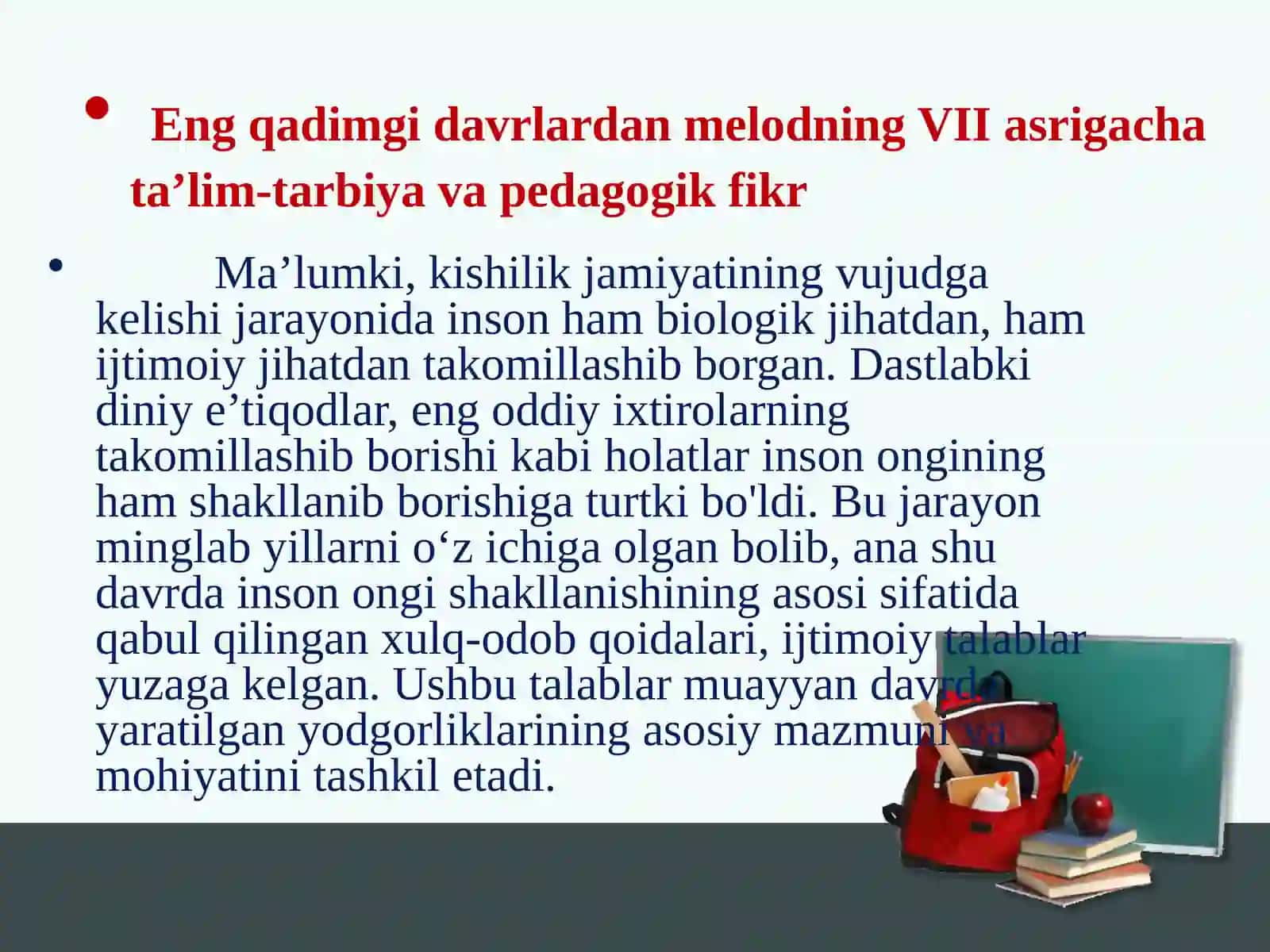 Eng qadimgi davrdan VII asrgacha ta’lim tarbiya masalalari 2