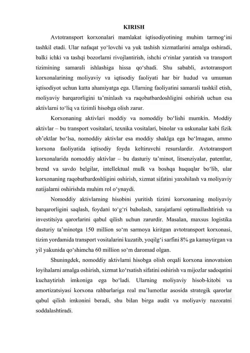 Avtotransport korxonalarida nomoddiy aktivlar hisobi 2
