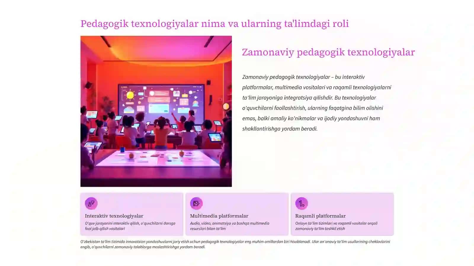 TARBIYA FANINI OʻQITISHDA PEDAGOGIK TEXNOLOGIYALARIDAN FOYDALANISH 2