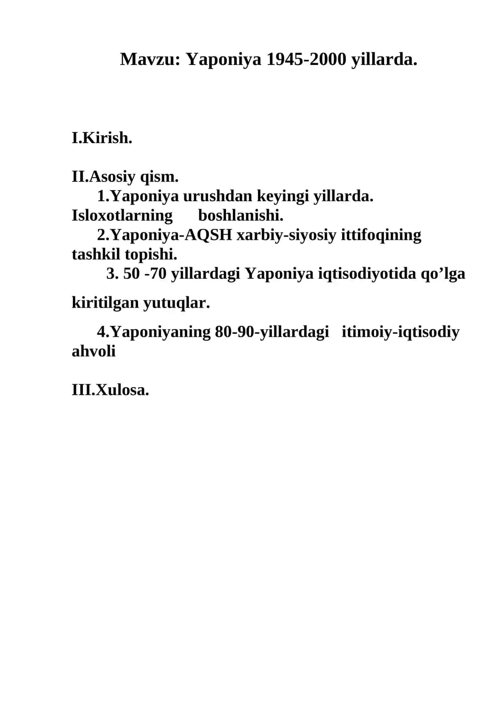 Yaponiya 1945-2000 yillarda 2