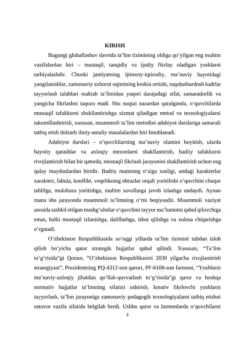 O‘quvchilarni mustaqil fikrlashga o‘rgatishda muammoli ta’limning o‘rni 2