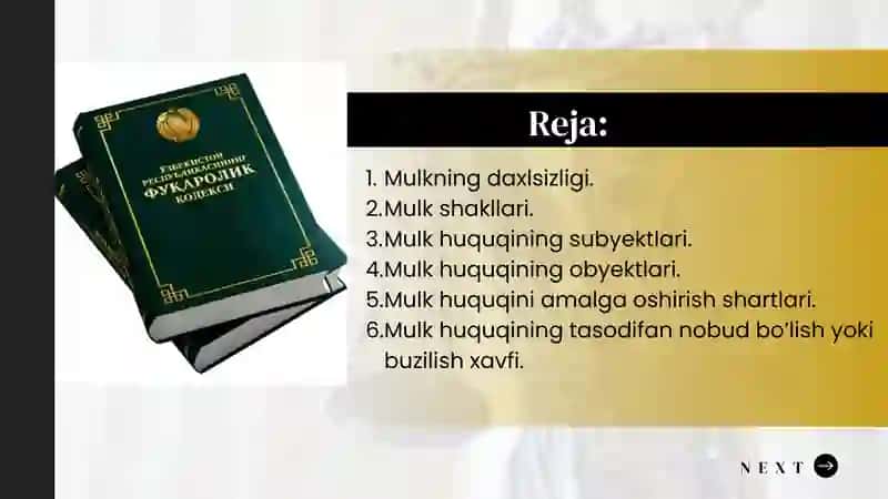 MULK HUQUQINING UMUMIY TAMOYILLARI 2