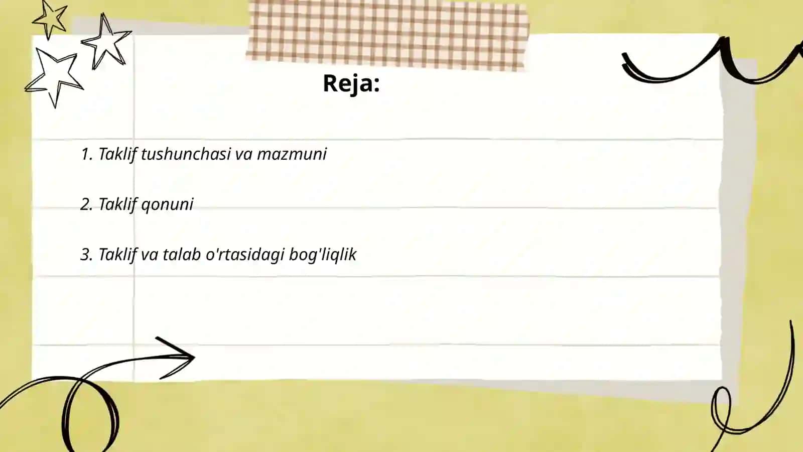 Taklifning mazmuni va uning miqdoriga ta' sir giluvchi omillar. Taklif qonuni 2