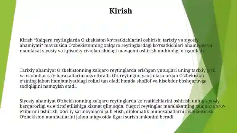 Xalqaro Reytinglardagi Ko'Rsatkichlarini Ko'Tarishning Tarixiy Va Siyosiy Ahamiyati 2