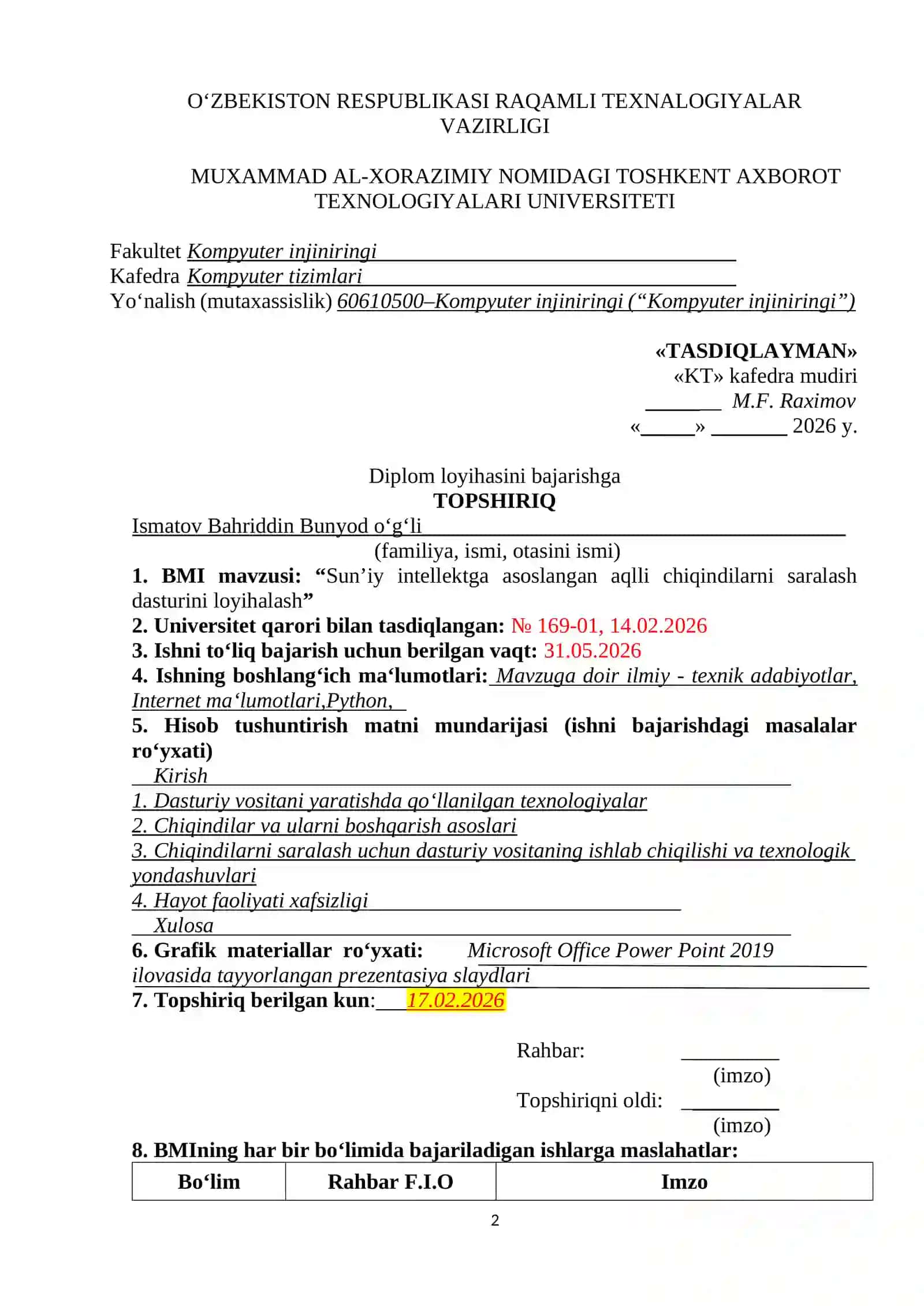 Sun’iy intellektga asoslangan aqlli chiqindilarni saralash dasturini loyihalash 2