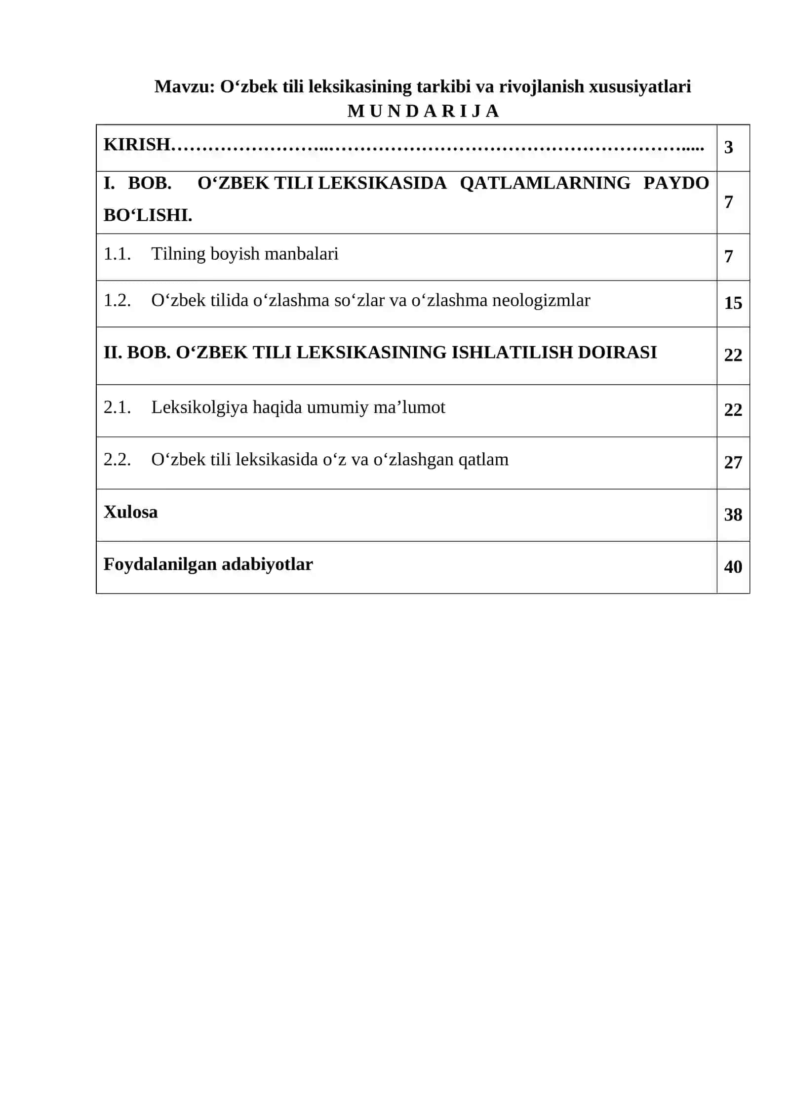 O‘zbek tili leksikasining tarkibi va rivojlanish xususiyatlari 2