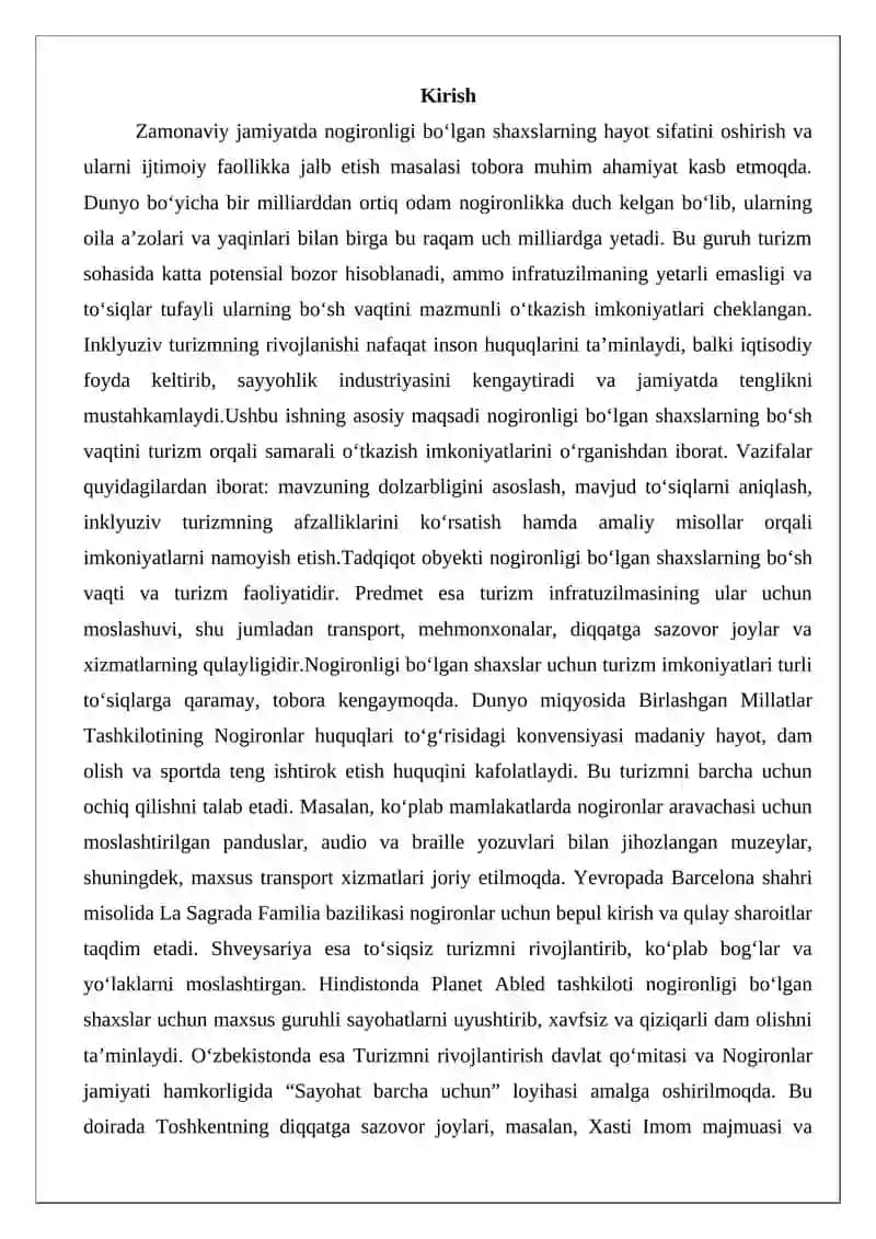 Nogironligi bo'lgan shaxslar bo'sh vaqtini otkazishda turizim imkoniyatlari 2
