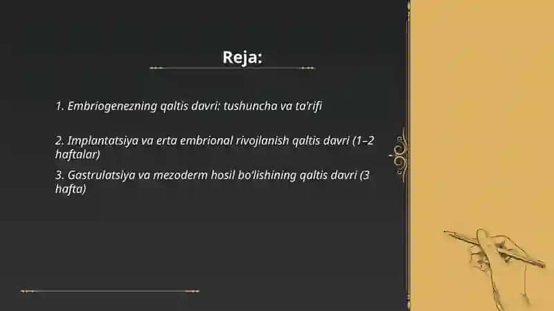 Odamlar Embriologiyasi qaltis davrlari 2