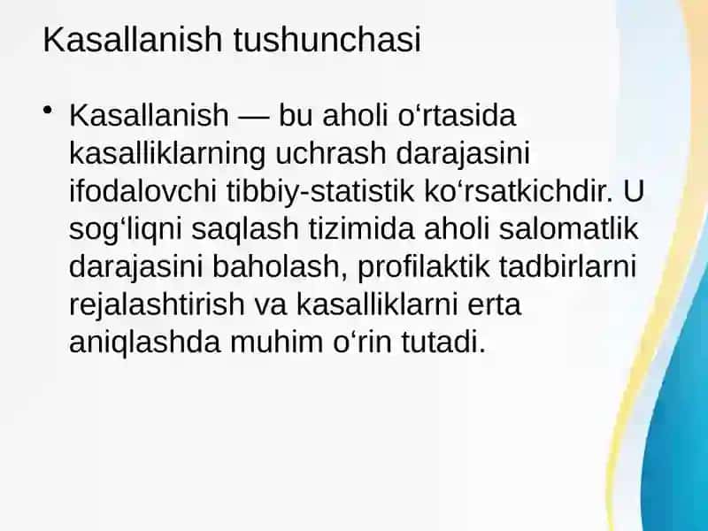 Kasallanish ko‘rsatkichlarini hisoblash 2
