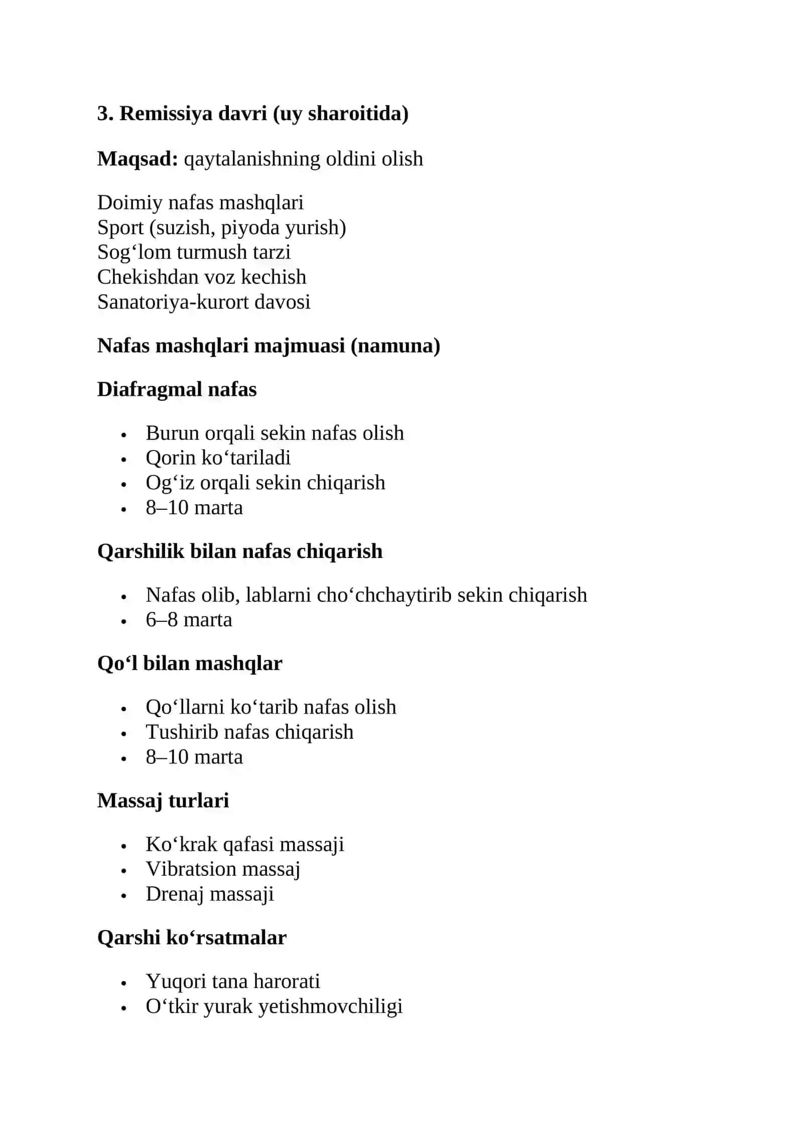 Nafas organlari kasalliklarida reabilitatsiya 2