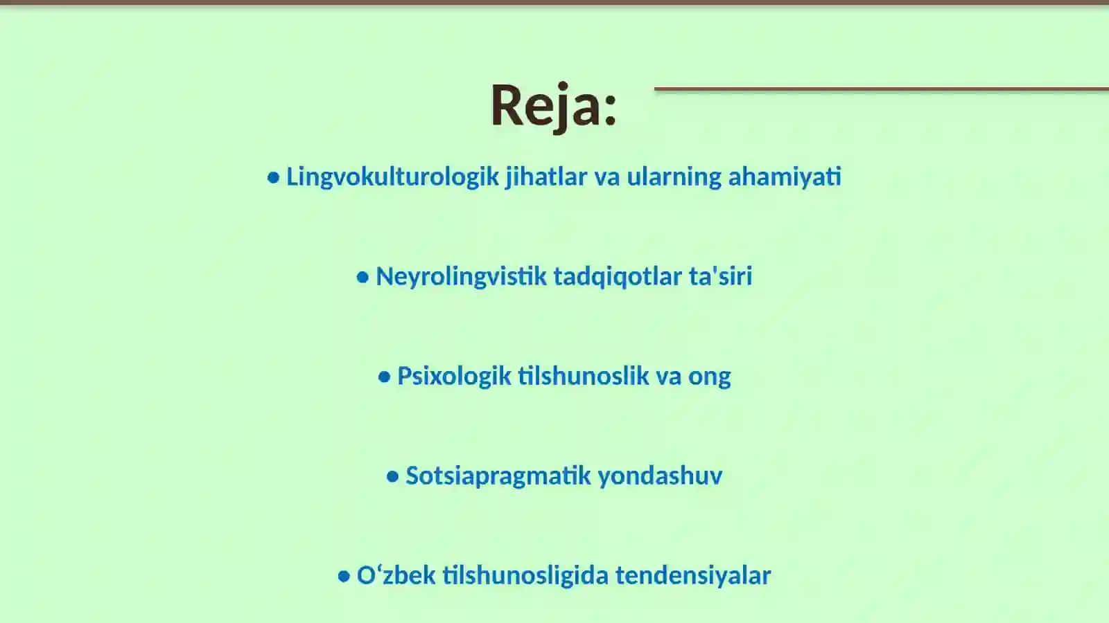USMONOV AYULDUZNING UMUMİY TILSHUNOSLIK FANİDANTAYYORLAGAN TAQDIMOTİ 2