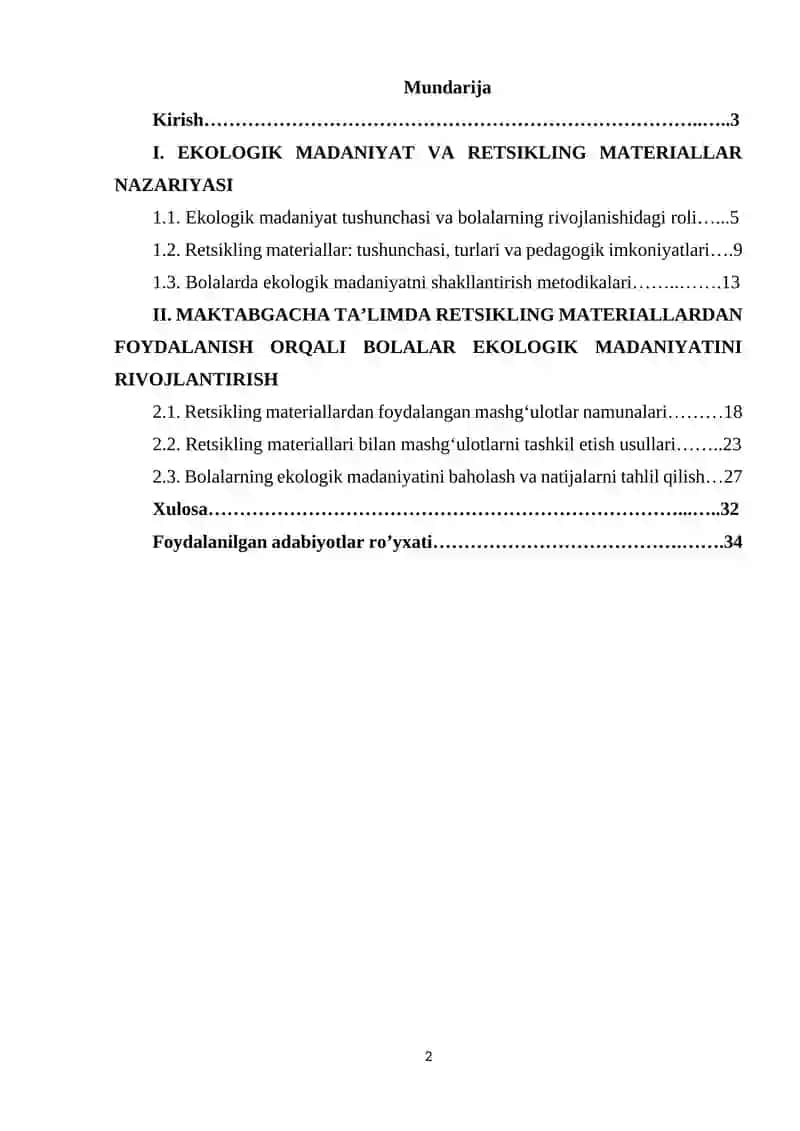MAKTABGACHA TA’LIM TASHKILOTIDA RETSIKLING MATERIALLARDAN FOYDALANISH ORQALI BOLALARNING EKOLOGIK MADANIYATINI RIVOJLANTIRISH.docx 2