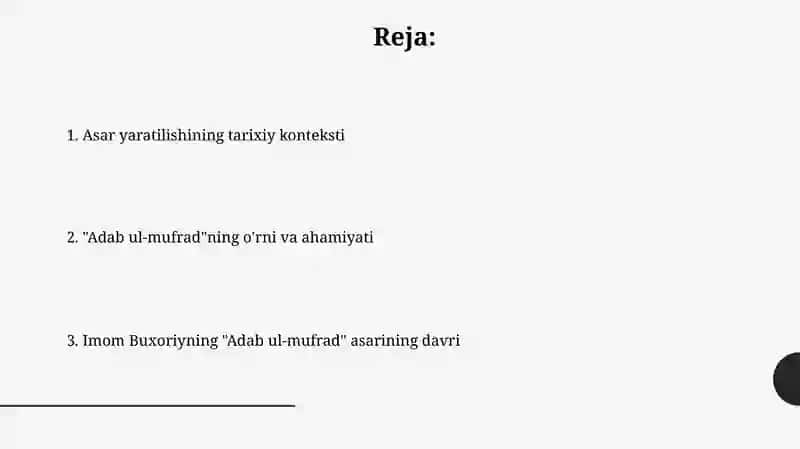 "Imom Buxoriyning al-Adab al-mufrad" 2