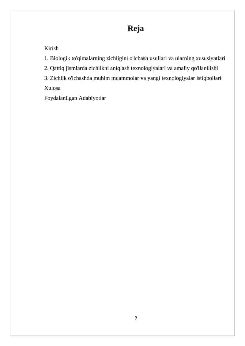 BIOLOGIK TO'QIMALAR VA QATTIQ JISMLARNING ZICHLIGINI ANIQLASH 2