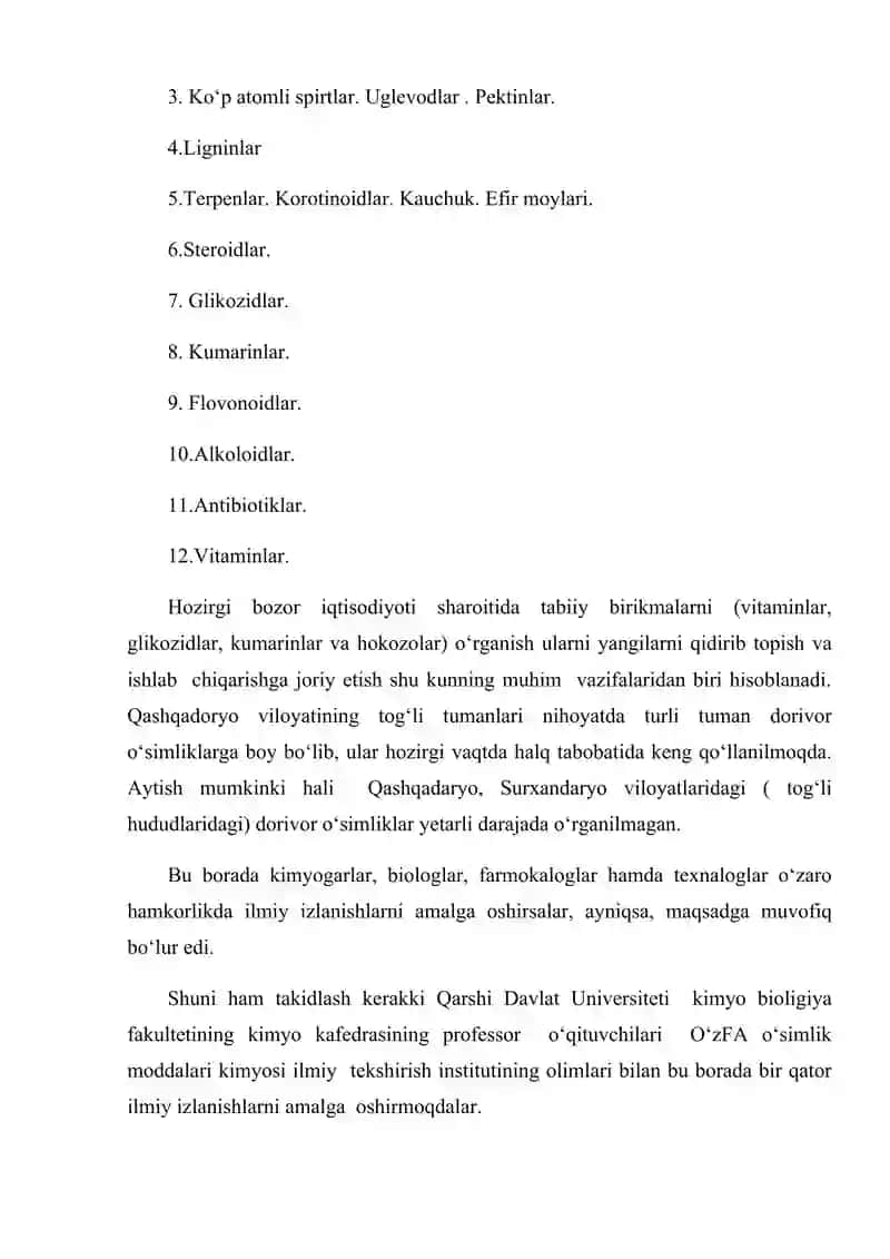 Tabiiy birikmalar kimyosi 2