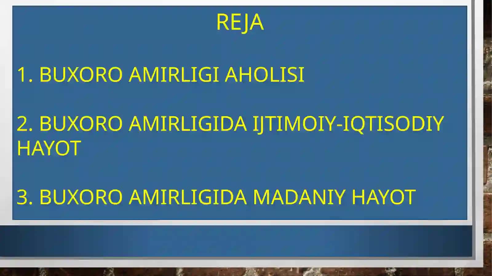 Ashtarxoniylar va mang’itlar davrida Buxoro davlatida ijtimoiy-iqtisodiy va madaniyahayot (xix asr oxiri, xx asr boshlarigacha) 2