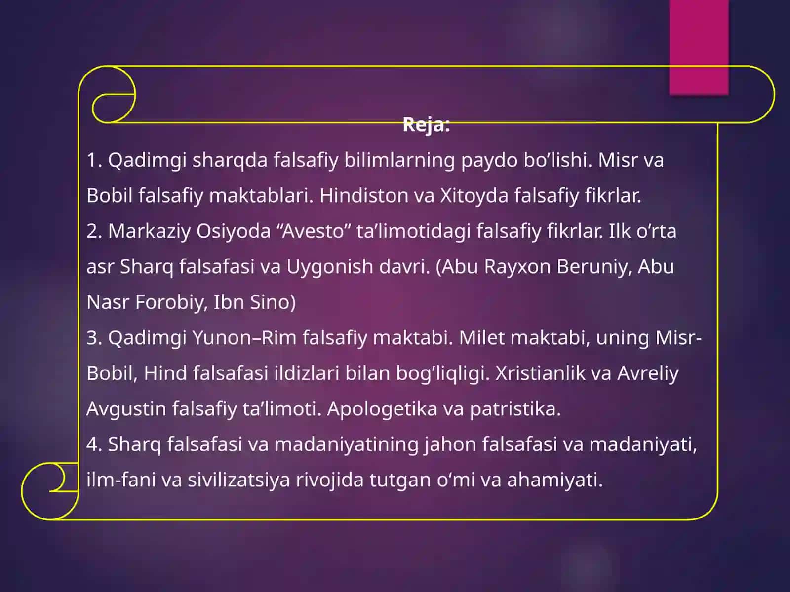 O’rta asr Sharq falsafasi va Uyg’onish davri xususiyatlari 2
