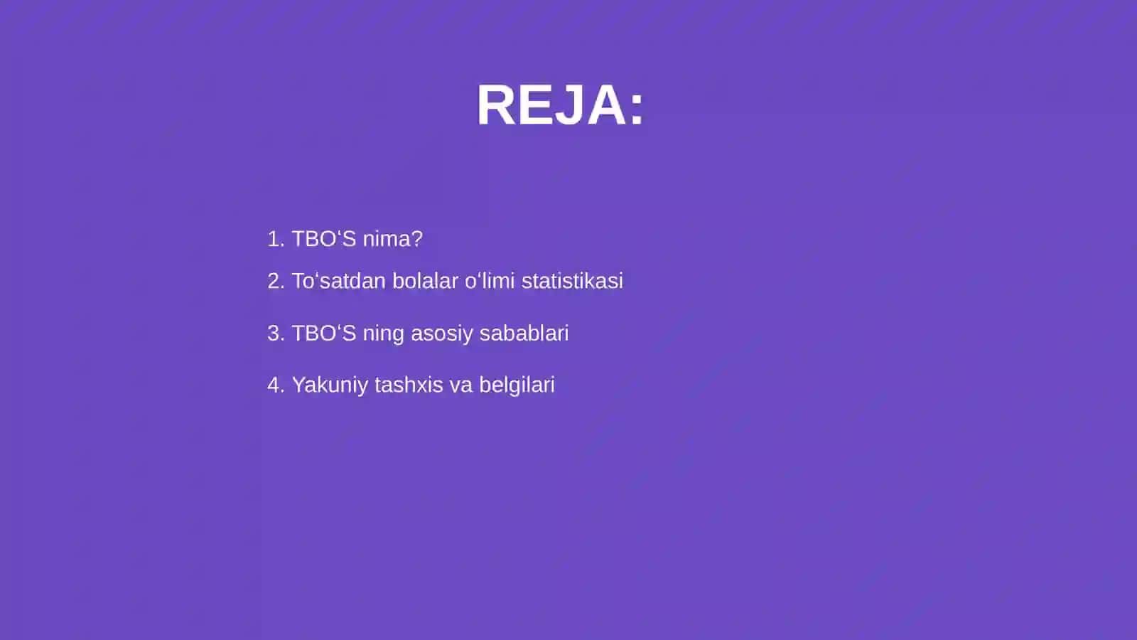 Toʻsatdan bolalar oʻlimi sindromi (TBOʻS) 2