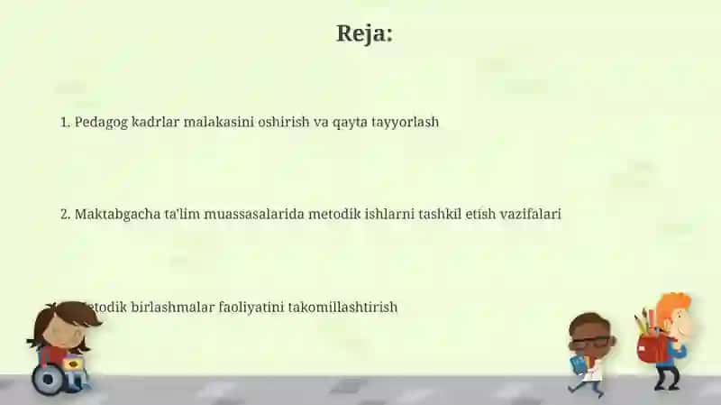Maktabgacha talim tashkilotkari bòyicha metodik ishlarni tashkil etish vazifalari 2