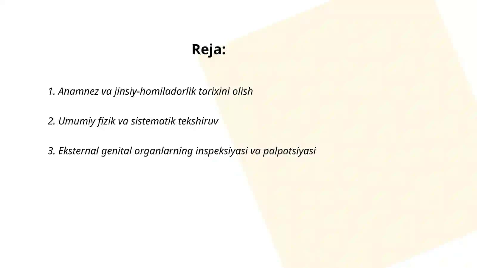 Ginekologik bemorlarni tekshirish usullari 2