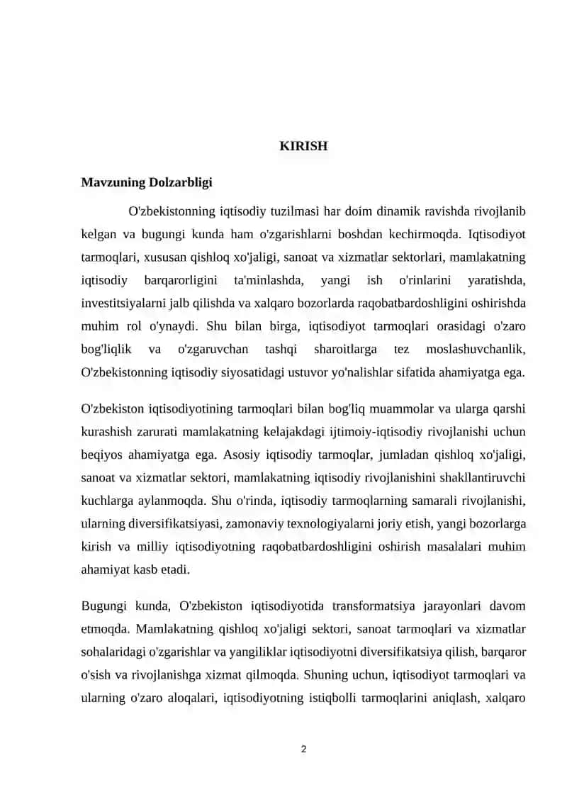 O’zbekiston Iqtisodiyotining umumiy tavsifi 2
