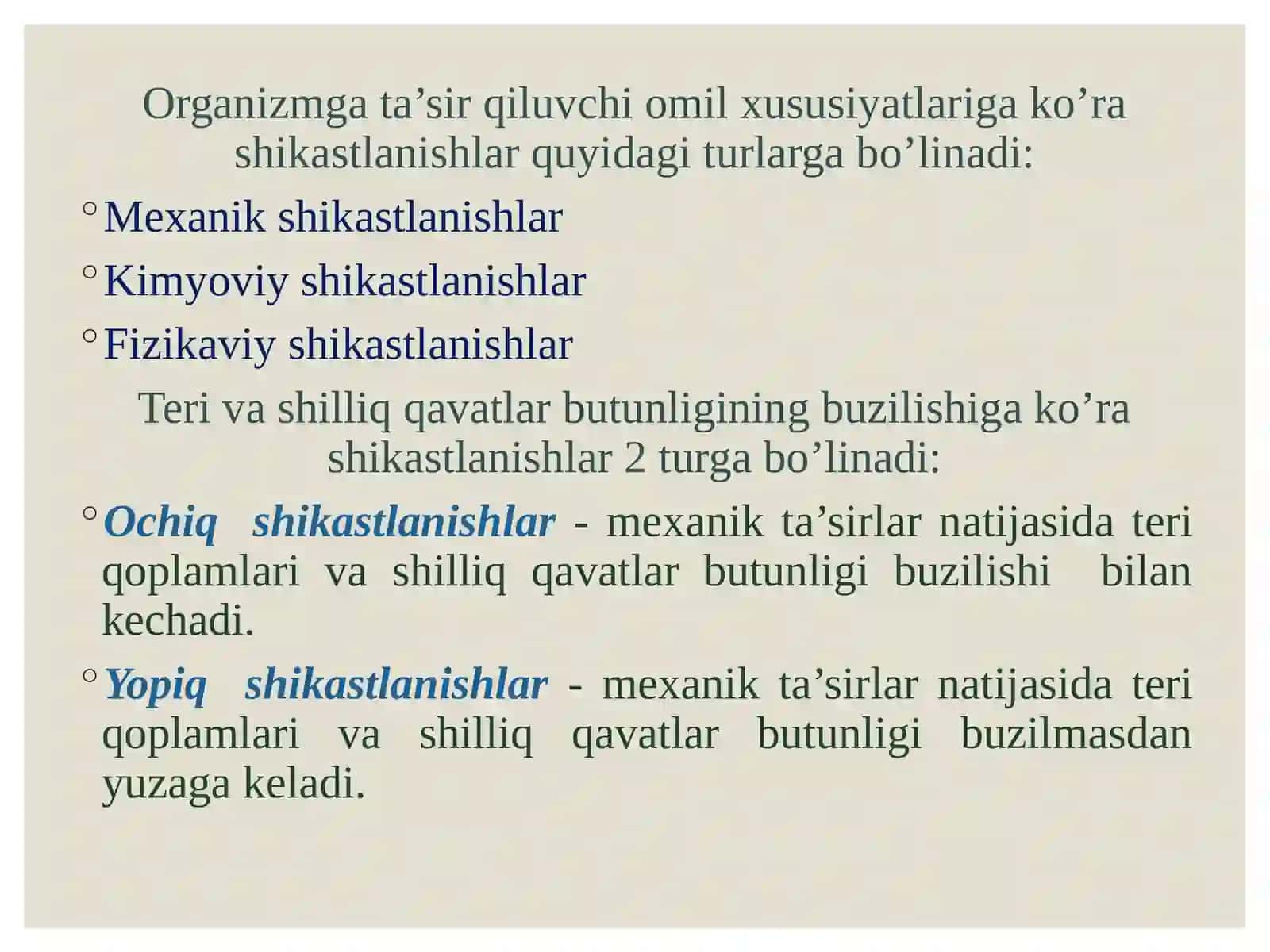 Organizmning umumiy reaktsiyalari 2