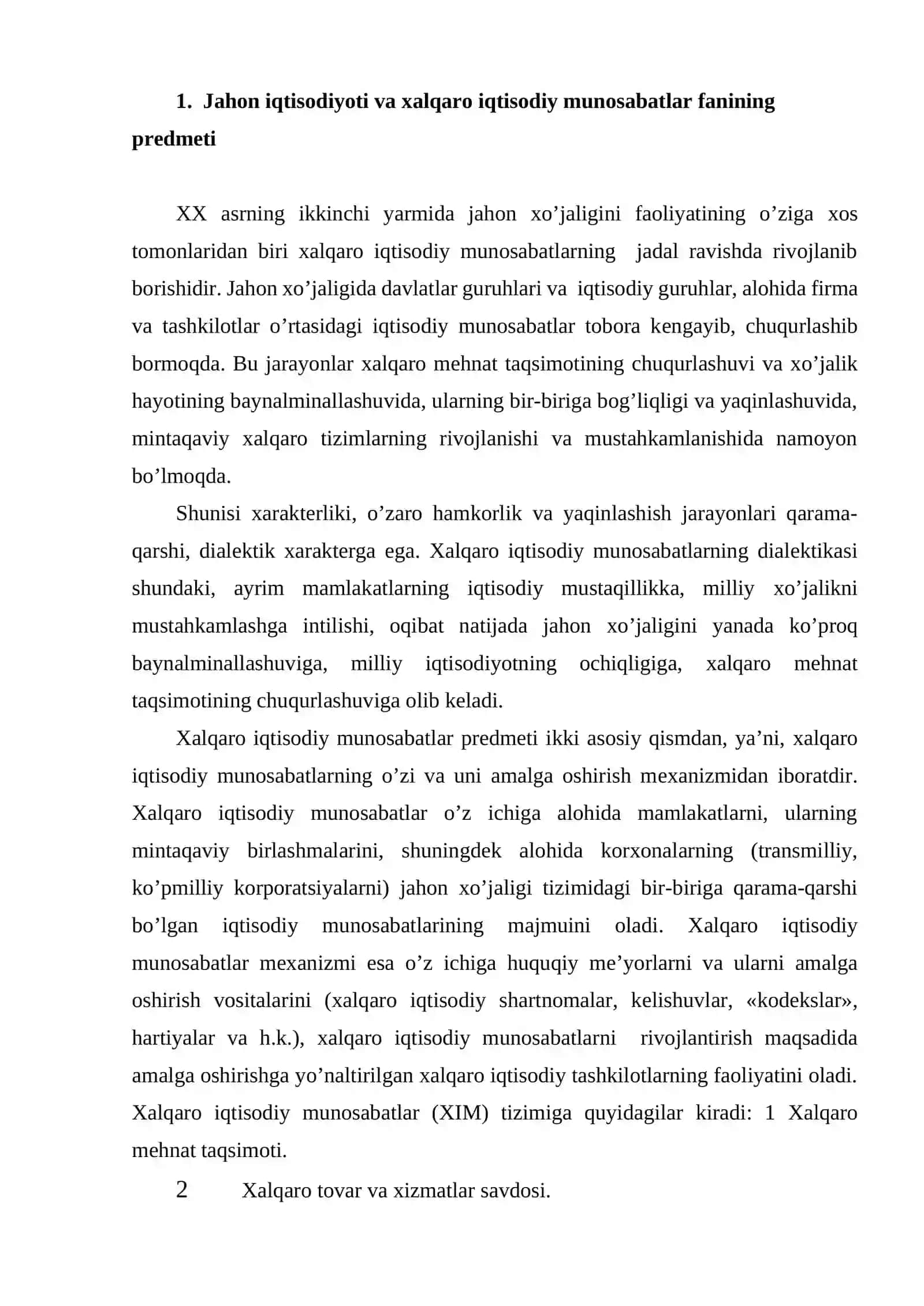 Jahon iqtisodiyoti va хalqaro iqtisodiy munosabatlar 2